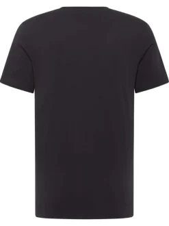 T-shirt Austin en coton noir à imprimé poitrine, coupe droite et col rond