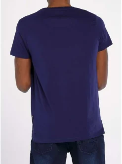 T-shirt avec imprimé perroquet pour homme bleu en coton coupe droite