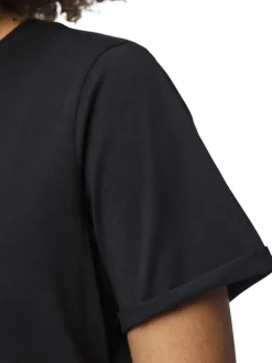 T-shirt basic en coton noir uni à coupe droite avec un col rond