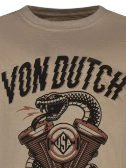 T-shirt beige avec un serpent imprimé à l'avant et à col rond