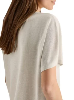 T-shirt beige à imprimé avec une coupe droite et un col rond