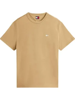 T-shirt beige uni avec une coupe droite et des manches courtes