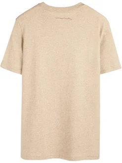 T-shirt beige uni avec un logo à coupe droite et à col rond