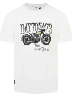 T-shirt blanc avec un imprimé à coupe droite un col rond et des manches courtes