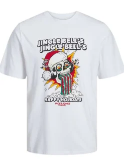 T-shirt blanc en coton avec une coupe droite et des manches courtes