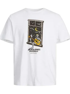 T-shirt blanc en coton avec une coupe droite et un col rond