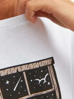 T-shirt blanc en coton avec une coupe droite et un col rond