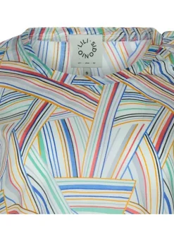 T-shirt blanc en coton coupe droite à motif graphique col rond à manches courtes