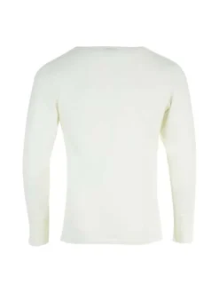 T-shirt blanc en laine mélangée avec col rond et coupe droite