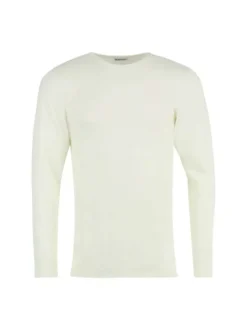 T-shirt blanc en laine mélangée avec col rond et coupe droite