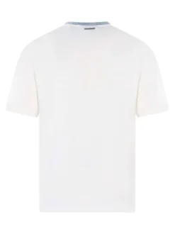 T-shirt blanc et jeans brodé avec un col rond et des manches courtes