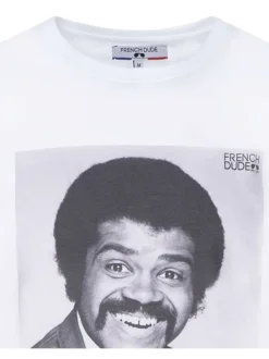 T-shirt blanc fantaisie en coton biologique à col rond