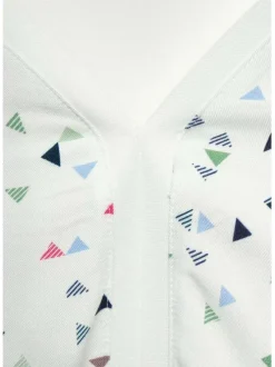 T-shirt blanc fleuri avec une coupe droite col rond et à manches courtes