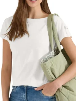 T-shirt blanche uni avec une coupe droite et des manches courtes