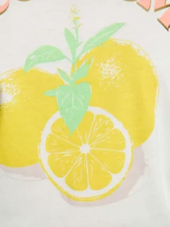 T-shirt blanc imprimé pourvu d'une coupe droite et d'un col rond