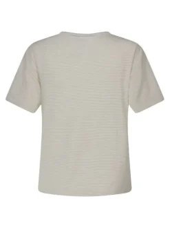 T-shirt blanc à rayures pourvu de manches courtes et d'une coupe large