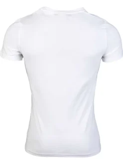 T-Shirt blanc uni ajusté à col rond avec surpiqûres ton sur ton