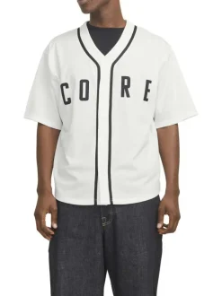 T-shirt blanc uni avec une coupe droite à col v et des manches courtes