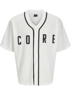 T-shirt blanc uni avec une coupe droite à col v et des manches courtes