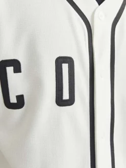 T-shirt blanc uni avec une coupe droite à col v et des manches courtes
