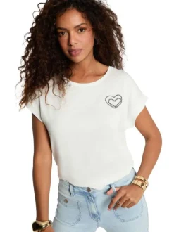 T-shirt blanc uni avec une coupe droite et des manches courtes