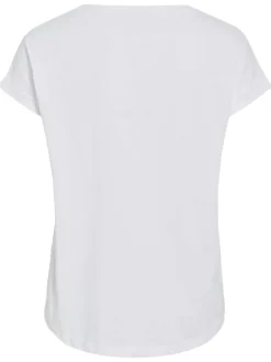 T-shirt blanc uni avec une coupe droite et des manches courtes