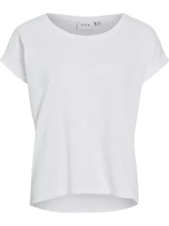 T-shirt blanc uni avec une coupe droite et des manches courtes
