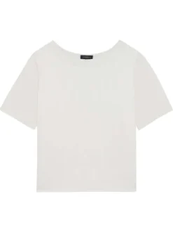 T-shirt blanc uni avec une coupe droite et des manches courtes