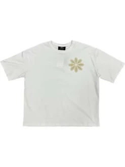 T-shirt blanc uni avec une coupe droite et des manches courtes