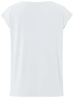 T-shirt blanc uni avec une coupe droite et un col V en dentelle