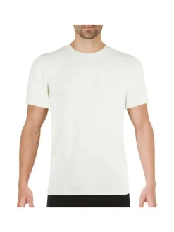 T-shirt blanc uni avec une coupe droite un col rond et des manches courtes