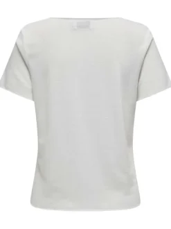 T-shirt blanc uni coupe droite avec un col v et des manches courtes