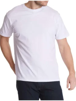 T-shirt blanc uni en coton avec une coupe droite et à col rond