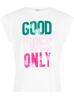 T-shirt blanc uni pourvu de manches courtes et d'un col rond