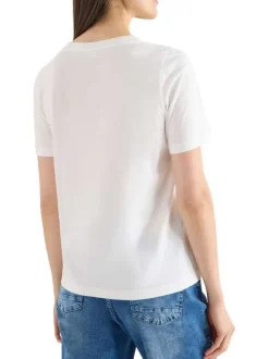 T-shirt blanc uni pourvu de manches courtes et d'un col rond