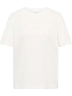 T-shirt blanc uni pourvu de manches courtes et d'un col rond
