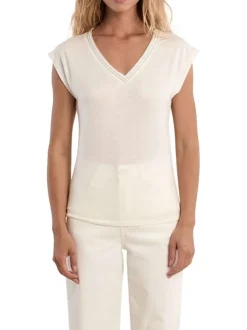 T-shirt blanc uni pourvu de manches courtes et d'un coupe droite