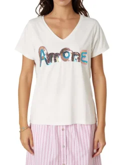 T-shirt blanc uni pourvu de manches courtes et d'une coupe droite