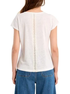 T-shirt blanc uni pourvu d'une coupe droite et d'un col rond