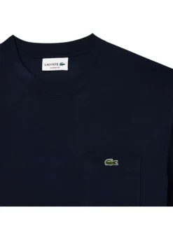 T-shirt bleu marine en coton à manches courtes avec logo brodé et 1 poche