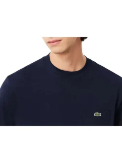 T-shirt bleu marine en coton à manches courtes avec logo brodé et 1 poche