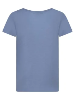 T-shirt bleu uni avec une coupe droite et des manches courtes