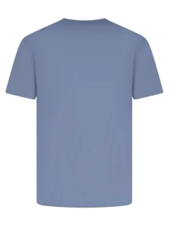 T-shirt bleu uni avec une coupe droite un col rond et des manches courtes