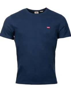 T-shirt bleu uni avec une coupe droite un col rond et des manches courtes