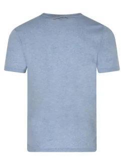 T-shirt bleu uni coupe droite avec un col rond et des manches courtes