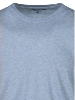 T-shirt bleu uni coupe droite avec un col rond et des manches courtes