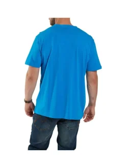 T-shirt bleu uni en coton avec un col rond et une coupe droite