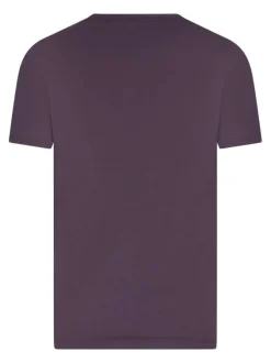 T-shirt bordeaux uni avec une coupe droite à col rond et des manches courtes
