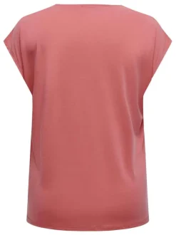 T-shirt Carfree rose uni coupe droite col v et manches courtes