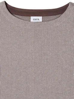 T-shirt chocolat à rayures pourvu d'une coupe droite et d'un col rond